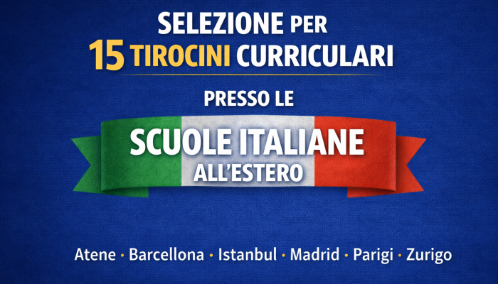 15 tirocini curriculari nelle Scuole italiane all’estero
